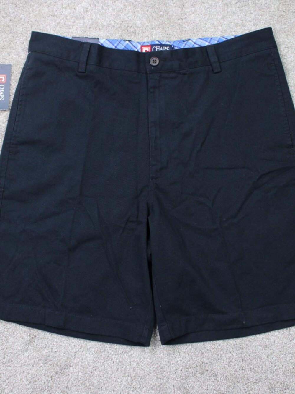 Chaps Chino Shorts NWT Mens 36 Black 9" Flat Front 100% Cotton Casual Preppy